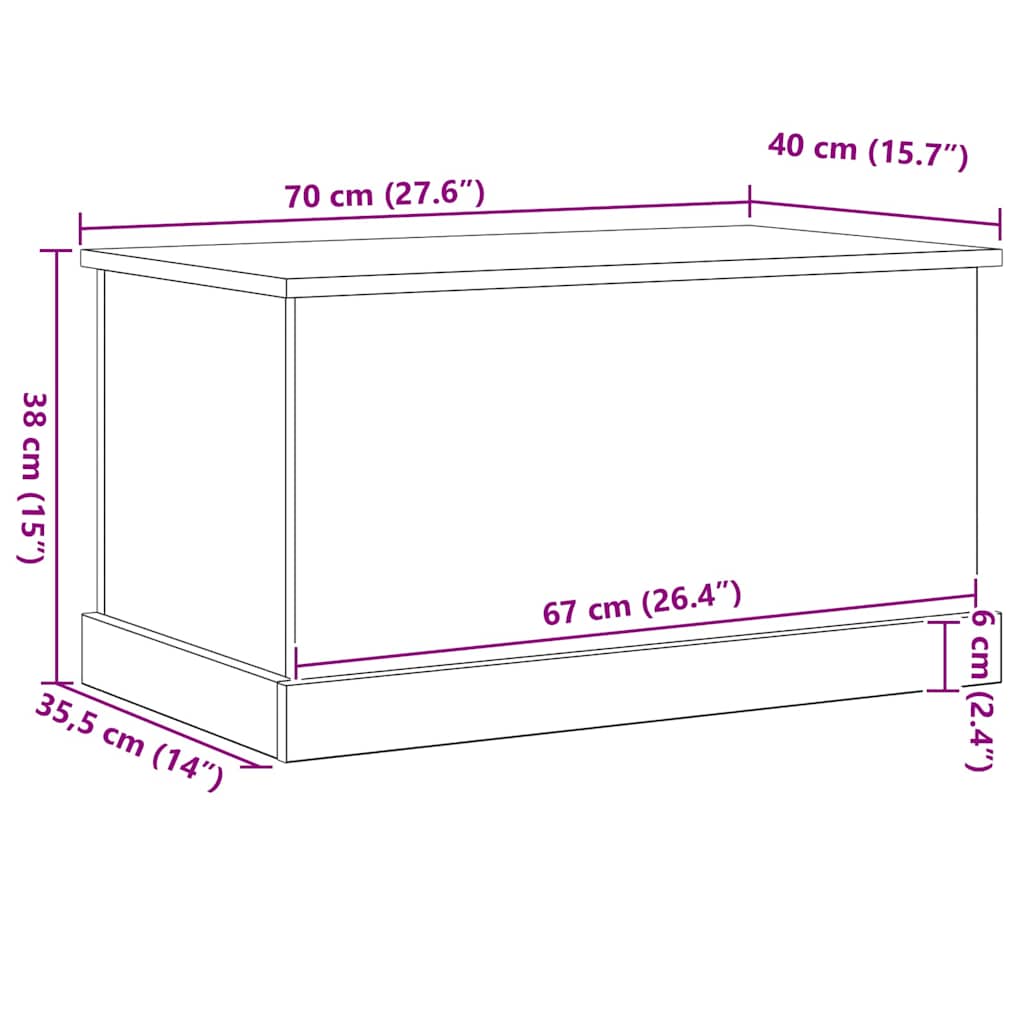 Aufbewahrungsbox Schwarz Eichen-Optik 70 x 40 x 38 cm