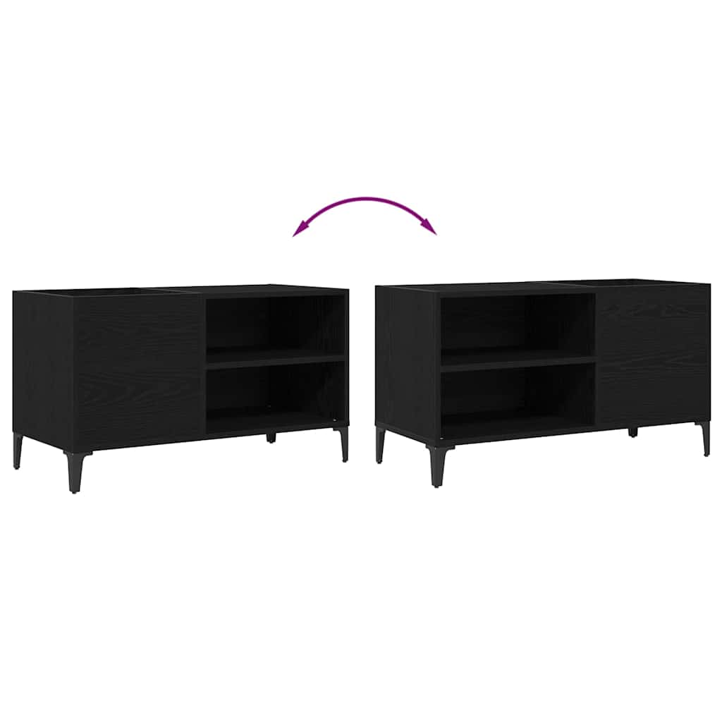 Schallplattenschrank Schwarz Eichen-Optik 84,5 x 38 x 48 cm