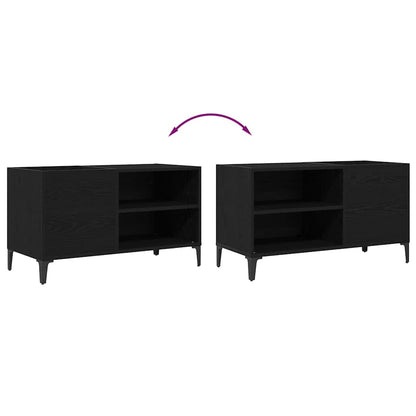 Schallplattenschrank Schwarz Eichen-Optik 84,5 x 38 x 48 cm