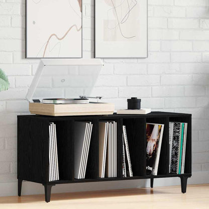 Schallplattenschrank Schwarz Eichen-Optik 100 x 38 x 48 cm
