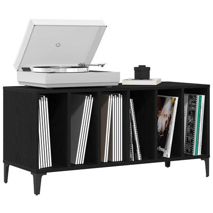 Schallplattenschrank Schwarz Eichen-Optik 100 x 38 x 48 cm