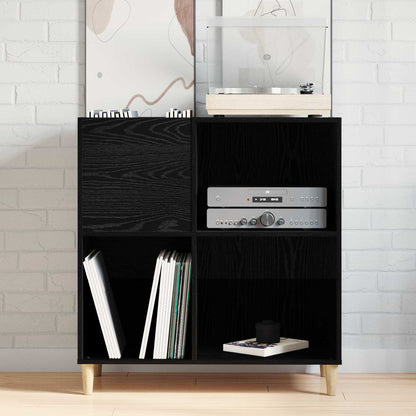 Schallplattenschrank Schwarz Eichen-Optik 84,5 x 38 x 89 cm