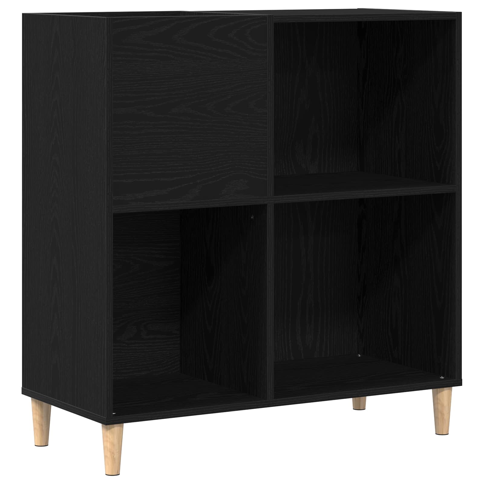 Schallplattenschrank Schwarz Eichen-Optik 84,5 x 38 x 89 cm