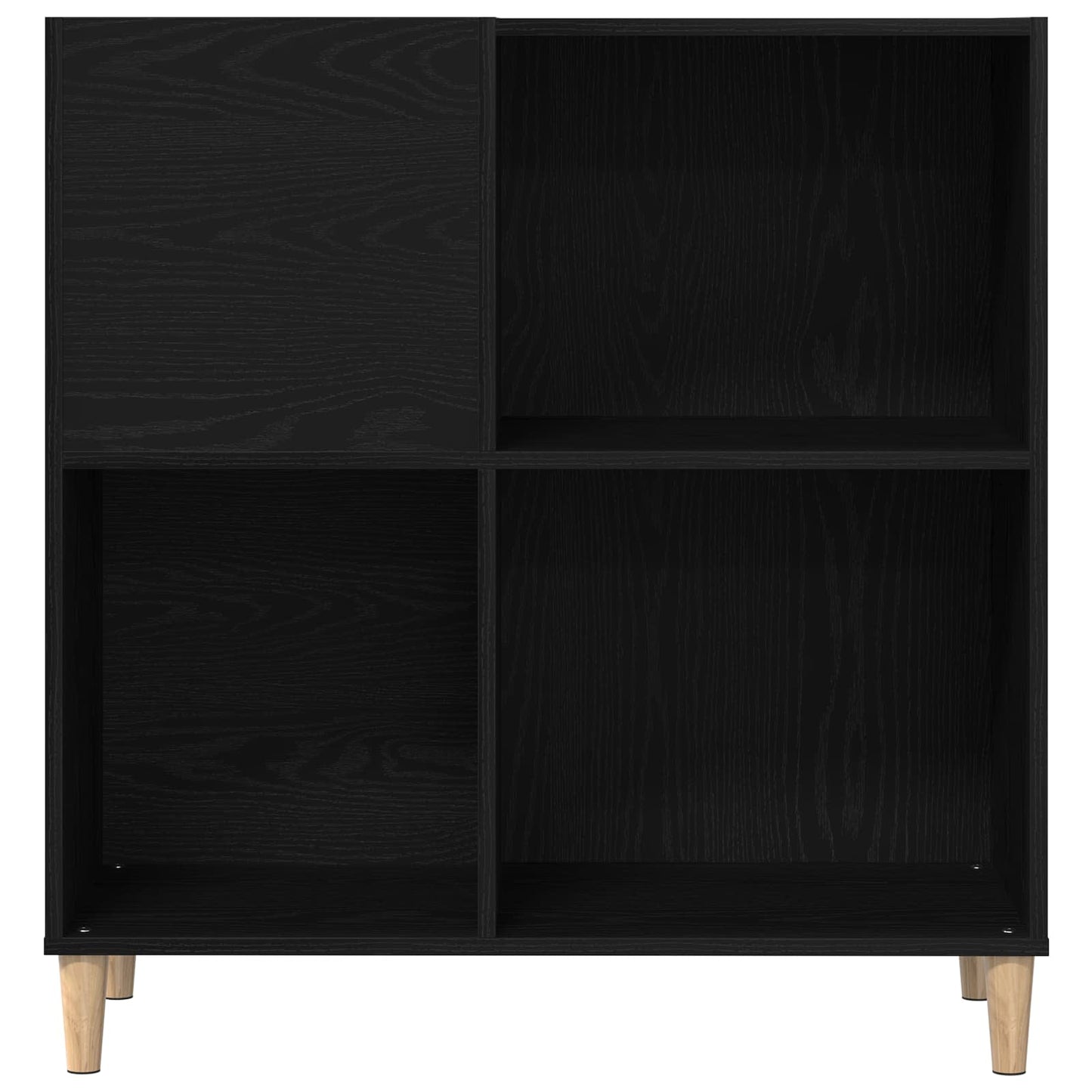 Schallplattenschrank Schwarz Eichen-Optik 84,5 x 38 x 89 cm