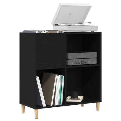 Schallplattenschrank Schwarz Eichen-Optik 84,5 x 38 x 89 cm