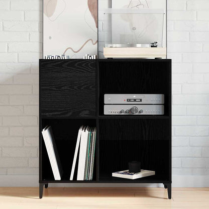 Schallplattenschrank Schwarz Eichen-Optik 84,5 x 38 x 89 cm