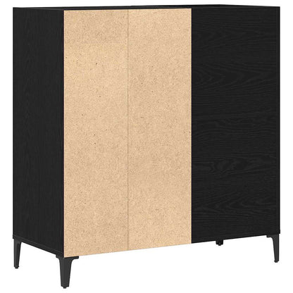 Schallplattenschrank Schwarz Eichen-Optik 84,5 x 38 x 89 cm