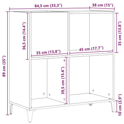 Schallplattenschrank Schwarz Eichen-Optik 84,5 x 38 x 89 cm