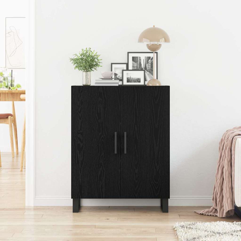 Sideboard Schwarz Eichen-Optik 69,5 x 34 x 90 cm Holzwerkstoff