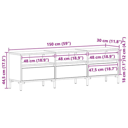 TV-Schränk 150 x 30 x 44,5 cm Schwarz Eichen-Optik