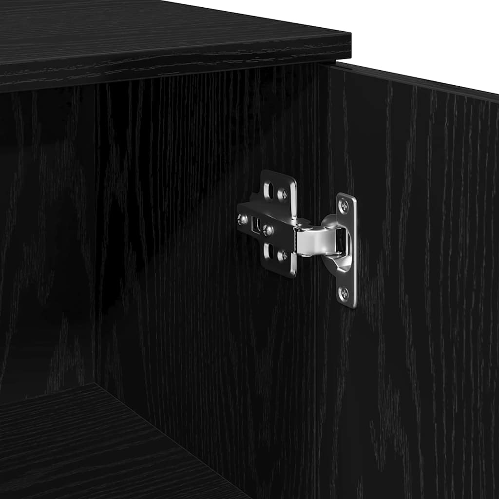Badezimmerschrank Schwarz Eichen-Optik 30 x 30 x 190 cm
