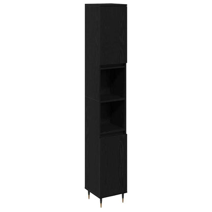 Badezimmerschrank Schwarz Eichen-Optik 30 x 30 x 190 cm