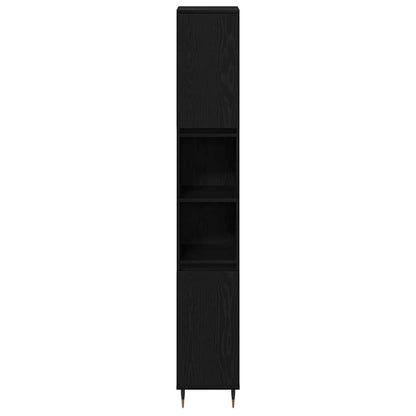 Badezimmerschrank Schwarz Eichen-Optik 30 x 30 x 190 cm