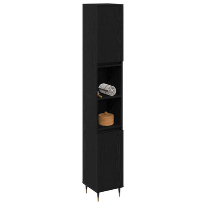 Badezimmerschrank Schwarz Eichen-Optik 30 x 30 x 190 cm