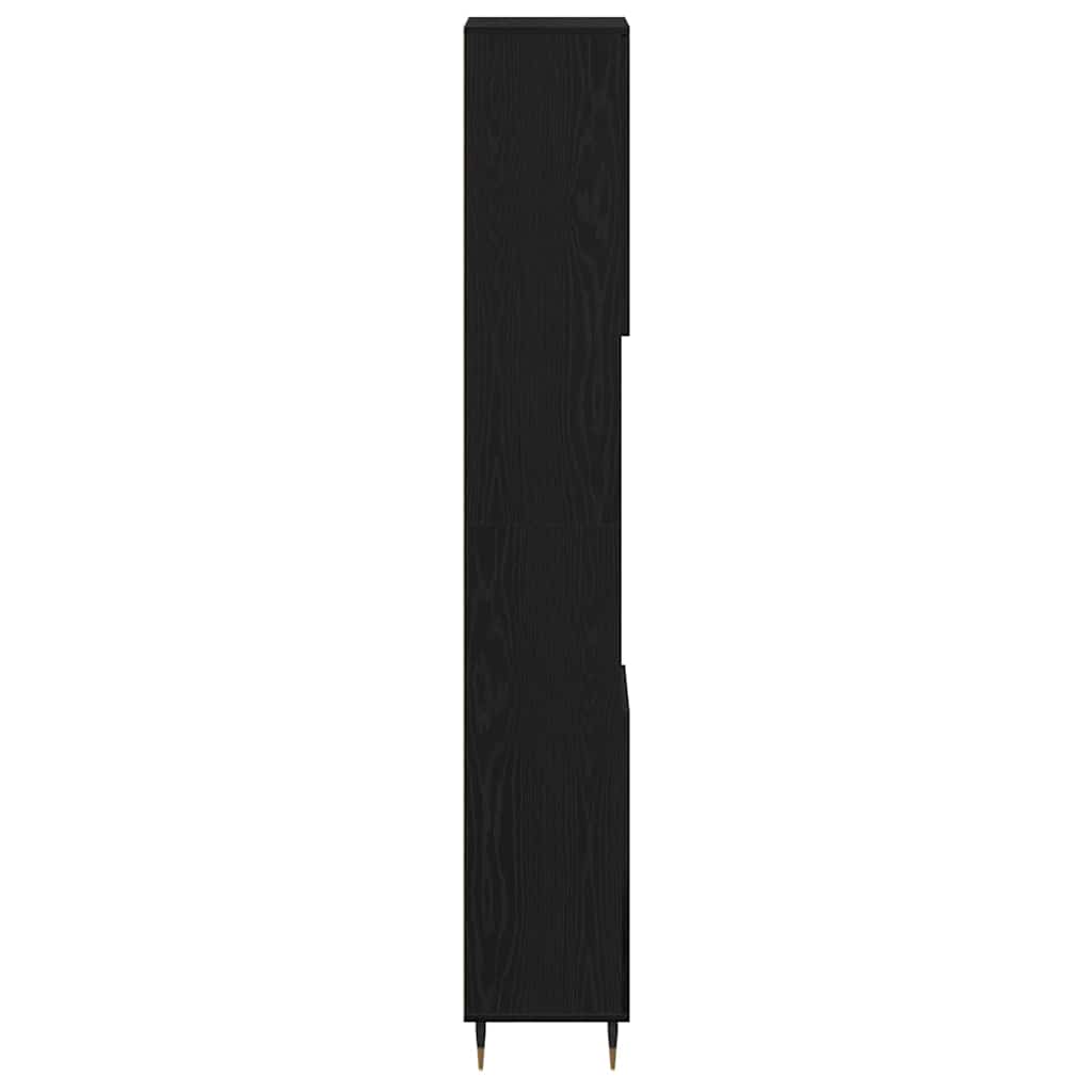 Badezimmerschrank Schwarz Eichen-Optik 30 x 30 x 190 cm