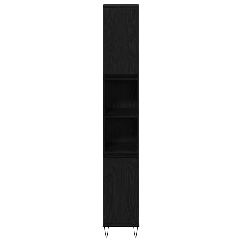 Badezimmerschrank Schwarz Eichen-Optik 30 x 30 x 190 cm