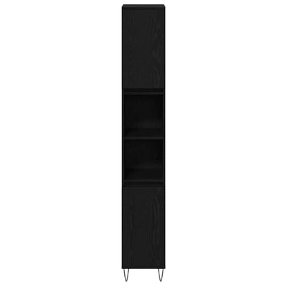 Badezimmerschrank Schwarz Eichen-Optik 30 x 30 x 190 cm