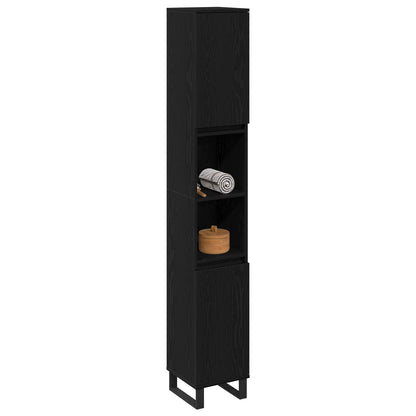 Badezimmerschrank Schwarz Eichen-Optik 30 x 30 x 190 cm