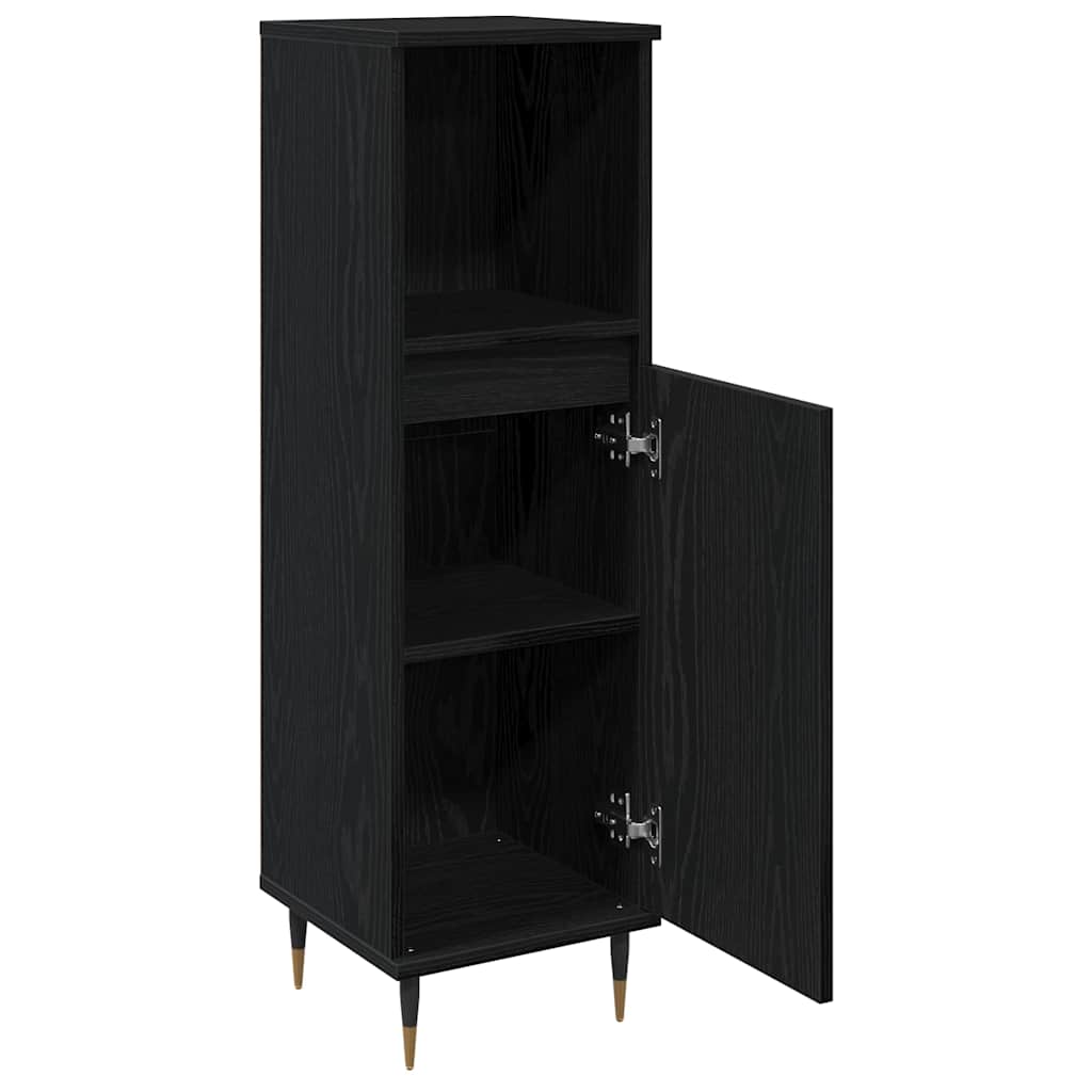 Badezimmerschrank Schwarz Eichen-Optik 30 x 30 x 100 cm