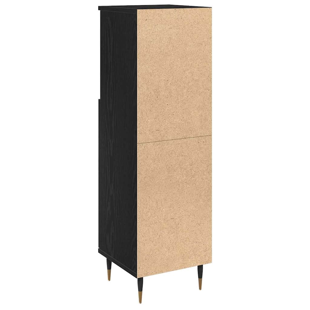 Badezimmerschrank Schwarz Eichen-Optik 30 x 30 x 100 cm