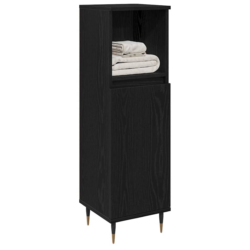 Badezimmerschrank Schwarz Eichen-Optik 30 x 30 x 100 cm