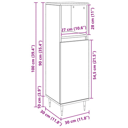 Badezimmerschrank Schwarz Eichen-Optik 30 x 30 x 100 cm