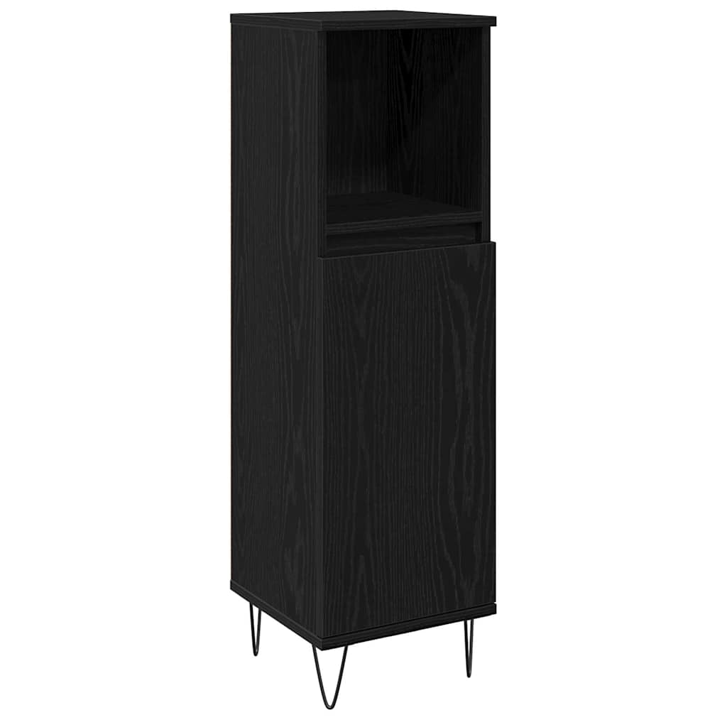 Badezimmerschrank Schwarz Eichen-Optik 30 x 30 x 100 cm