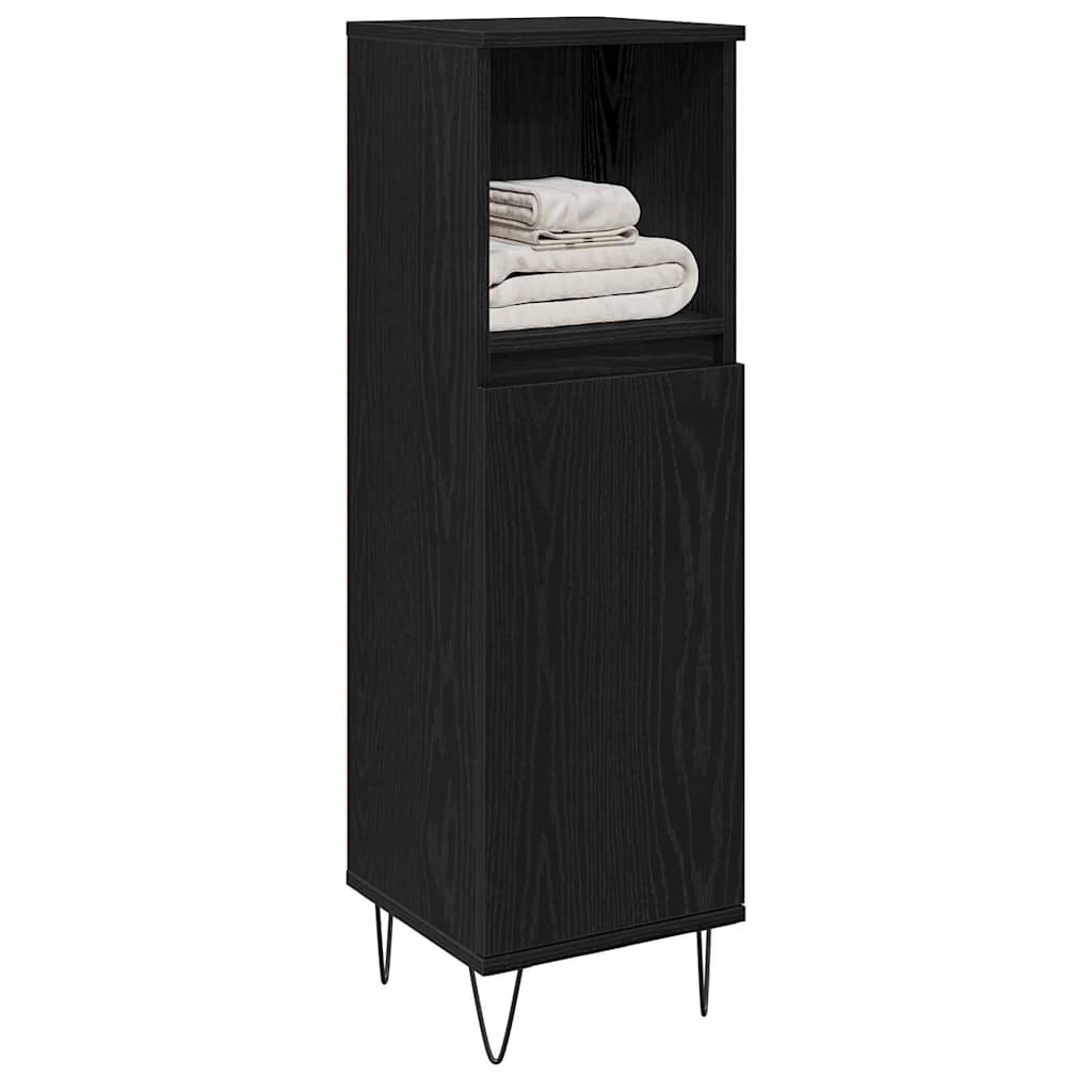 Badezimmerschrank Schwarz Eichen-Optik 30 x 30 x 100 cm