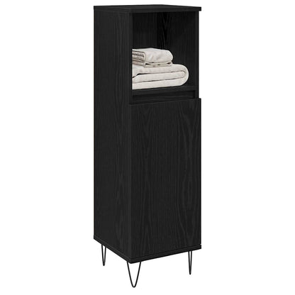 Badezimmerschrank Schwarz Eichen-Optik 30 x 30 x 100 cm