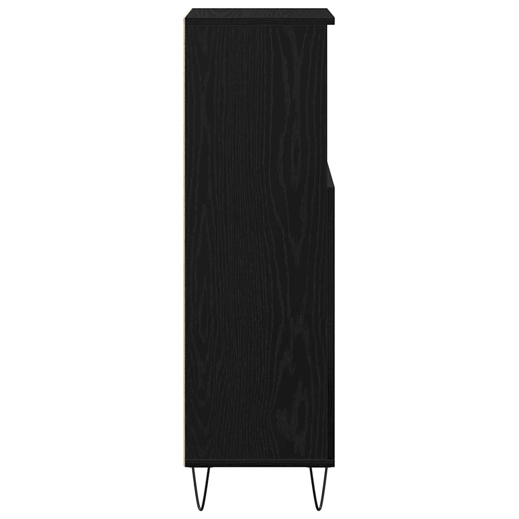 Badezimmerschrank Schwarz Eichen-Optik 30 x 30 x 100 cm