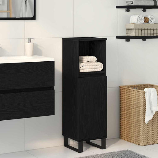 Badezimmer Schrank mit Regal Schwarze Eiche 30 x 30 x 100 cm