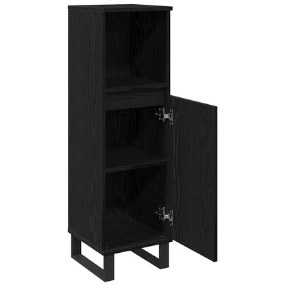 Badezimmerschrank Schwarz Eichen-Optik 30 x 30 x 100 cm
