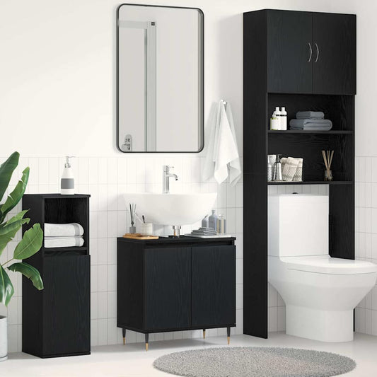 Waschbeckenunterschrank mit Tür Schwarze Eiche 58 x 33 x 60 cm