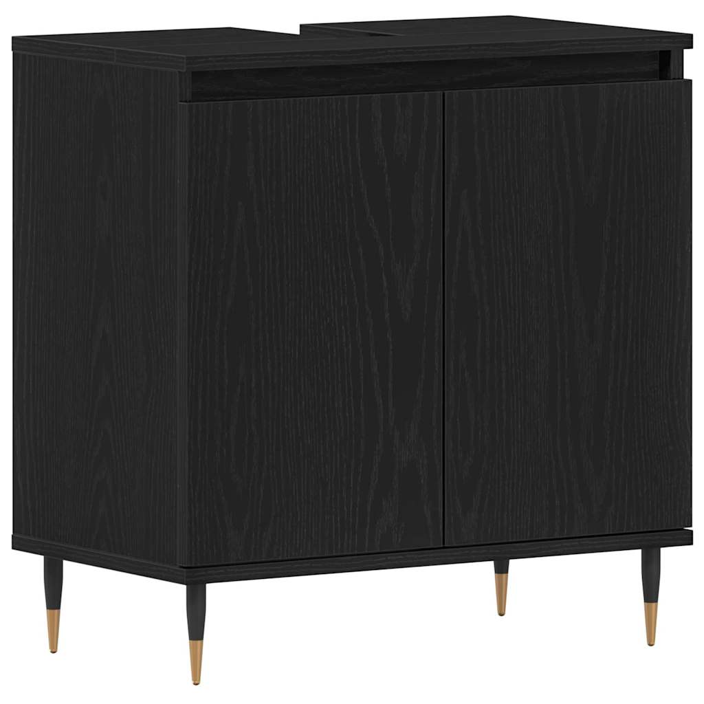 Waschbeckenunterschrank mit Tür Schwarze Eiche 58 x 33 x 60 cm