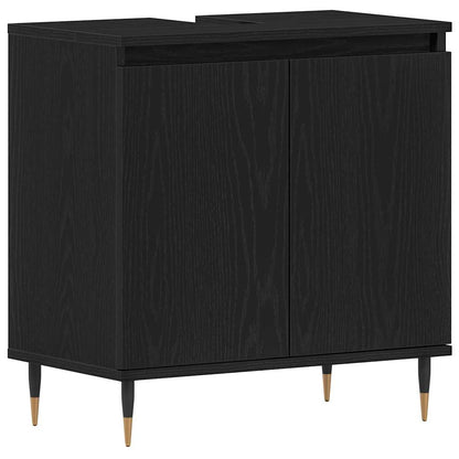 Waschbeckenschrank Schwarz Eichen-Optik 58 x 33 x 60 cm