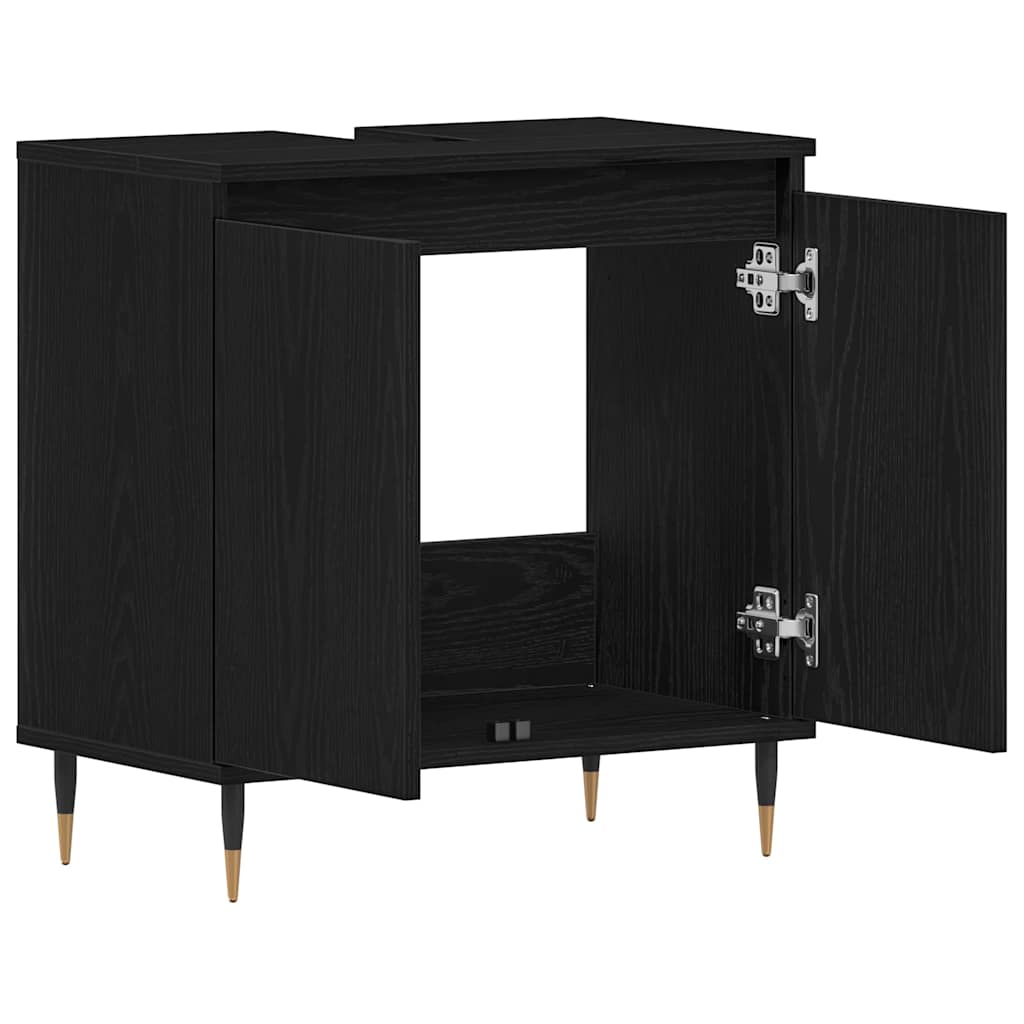 Waschbeckenunterschrank mit Tür Schwarze Eiche 58 x 33 x 60 cm