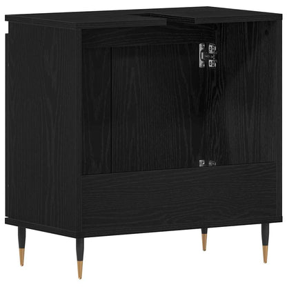 Waschbeckenschrank Schwarz Eichen-Optik 58 x 33 x 60 cm