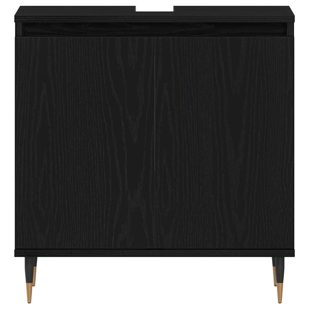 Waschbeckenunterschrank mit Tür Schwarze Eiche 58 x 33 x 60 cm