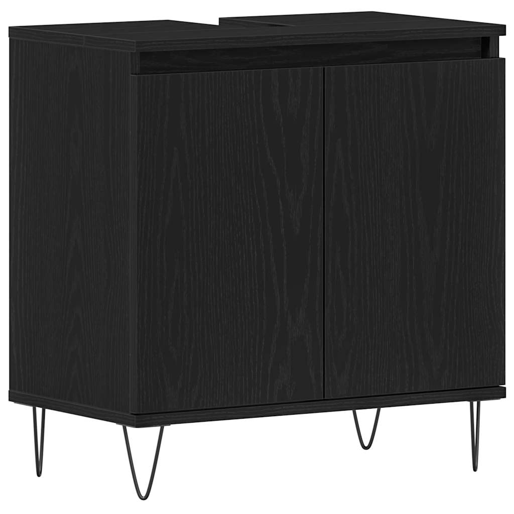 Waschbeckenschrank Schwarz Eichen-Optik 58 x 33 x 60 cm