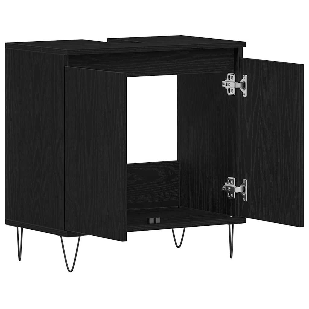 Waschbeckenschrank Schwarz Eichen-Optik 58 x 33 x 60 cm