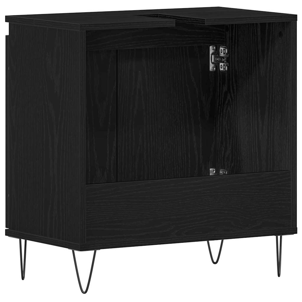 Waschbeckenschrank Schwarz Eichen-Optik 58 x 33 x 60 cm