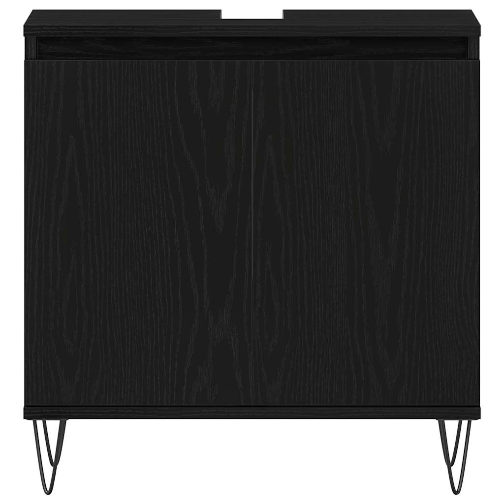 Waschbeckenschrank Schwarz Eichen-Optik 58 x 33 x 60 cm