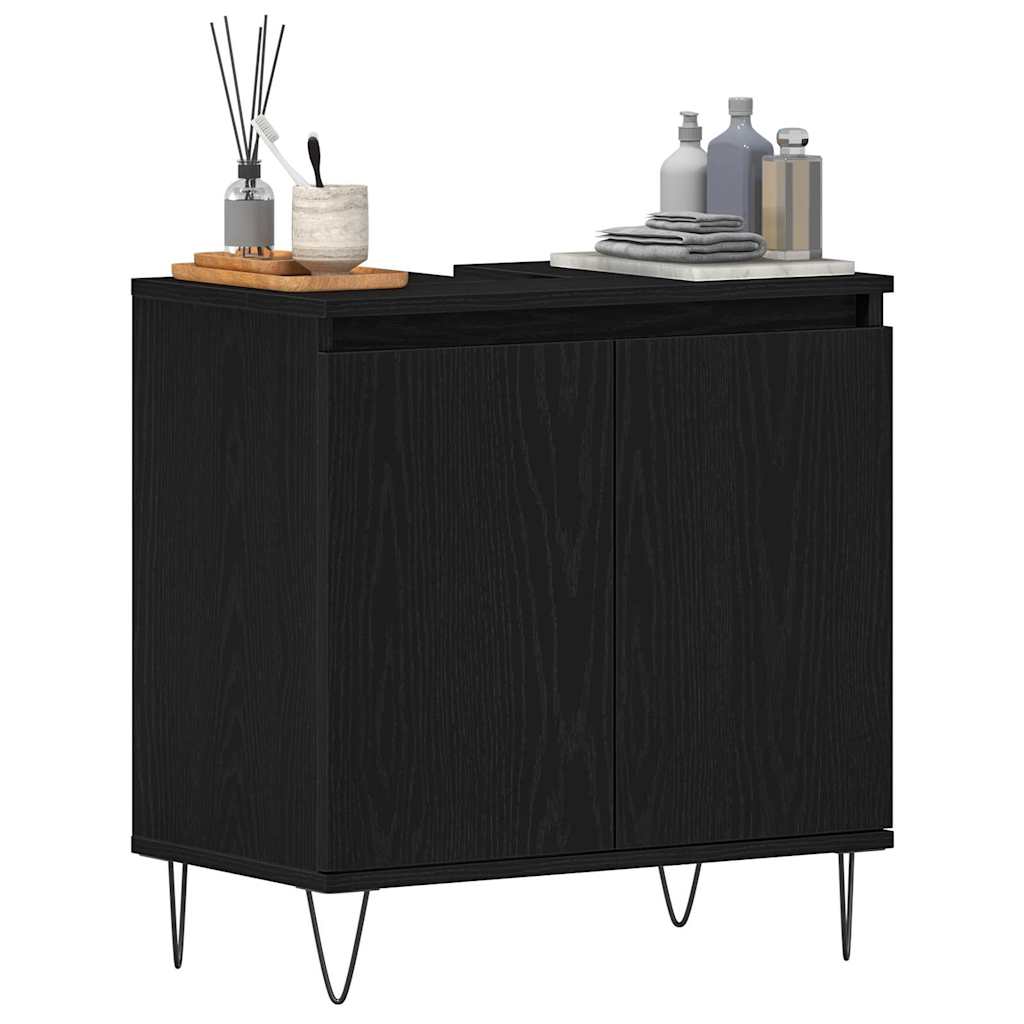 Waschbeckenschrank Schwarz Eichen-Optik 58 x 33 x 60 cm