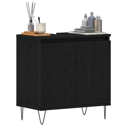 Waschbeckenschrank Schwarz Eichen-Optik 58 x 33 x 60 cm