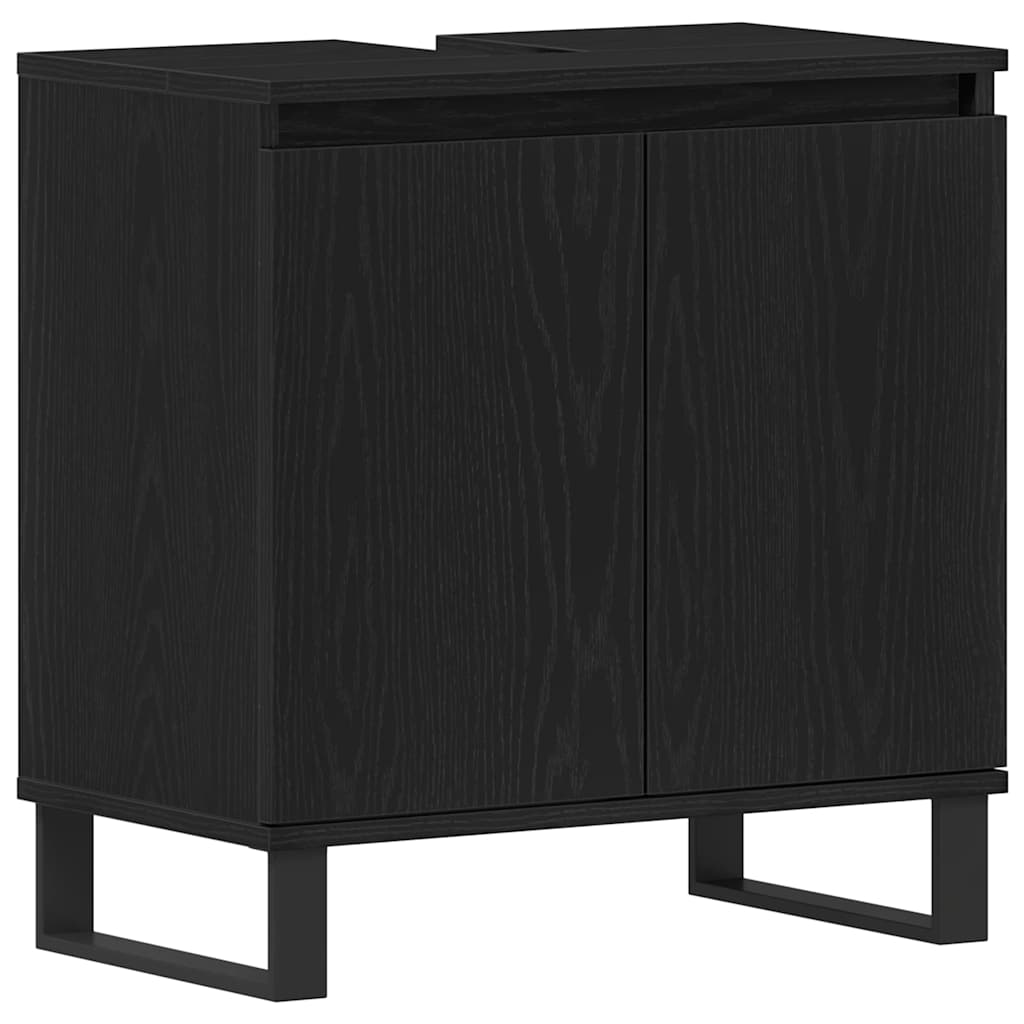 Waschbeckenunterschrank mit Tür Schwarze Eiche 58 x 33 x 60 cm