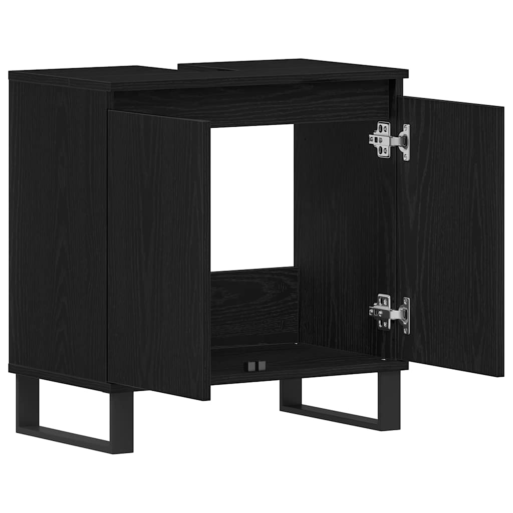 Waschbeckenunterschrank mit Tür Schwarze Eiche 58 x 33 x 60 cm