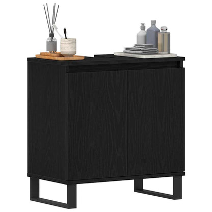 Waschbeckenschrank Schwarz Eichen-Optik 58 x 33 x 60 cm