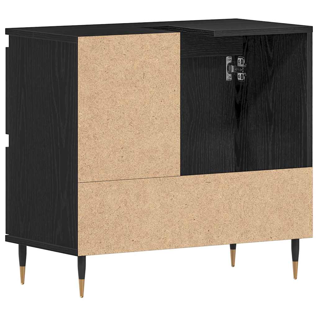 Badezimmerschrank Schwarz Eichen-Optik 65 x 33 x 60 cm