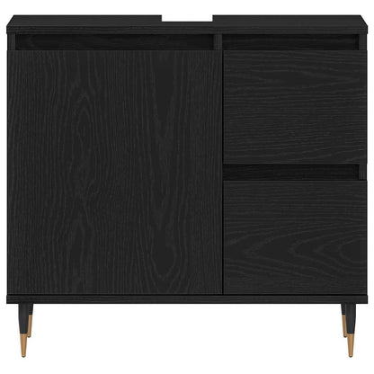 Badezimmerschrank Schwarz Eichen-Optik 65 x 33 x 60 cm