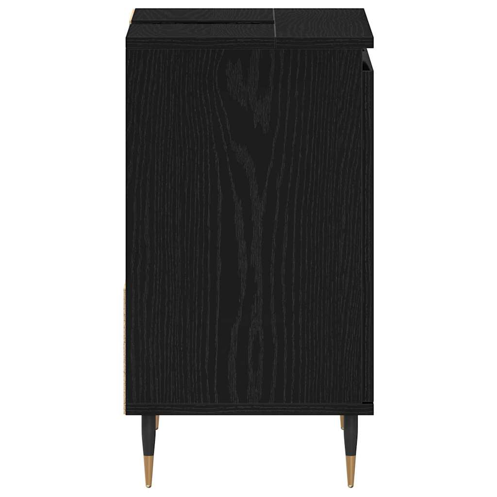 Badezimmerschrank Schwarz Eichen-Optik 65 x 33 x 60 cm